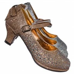 Little Angel Tasha004E Girl Rhinestone Crystal Mary Jane Pump - Kids Block Heel Dress Shoes New