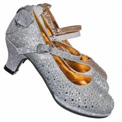 Little Angel Tasha004E Girl Rhinestone Crystal Mary Jane Pump - Kids Block Heel Dress Shoes New
