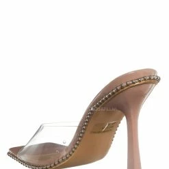 Wild Diva Boli02 Embellished Lucite High Heel Mule - Women Clear Sandal New