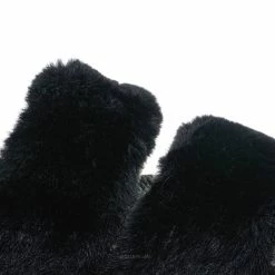 Bamboo Liv04 Faux Fur Footbed Slides - Cozy Double Strap Furry Contour Slide In Sandals