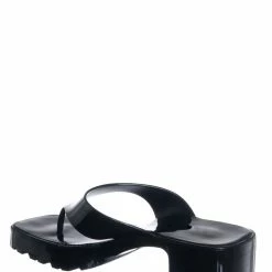 Liliana Rudy4 Jelly Slide In Clog Thong Heel Sandal, Womens PVC Slippers