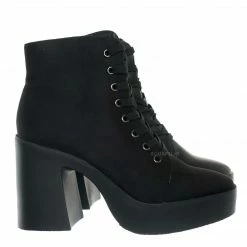 Bamboo New Instant05 Chunky Block Heel Lace Up Boots - Women Combat Bootie