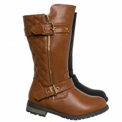 Forever Link Mango21K Childrens Knee High Quilted Riding Boot - Kids Equestrian Shoe