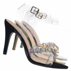 Delicious Danish Rhinestone Crystal Lucite Clear Sandal, Women Vinyl Shoes New