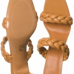 Soda Found Braided 3.5 Inch Block Heel Sandal - Women Thin Slide In Dress Mule