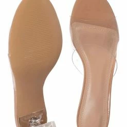 Bamboo New Water04 Clear High Heel Slip-On Mule, Womens Lucite Sandal