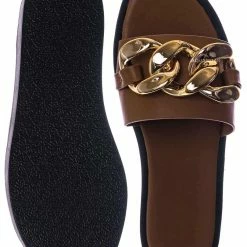 Bamboo New SideKick11 Padded Flatform Slpper W Oversize Chain - Womens Molded Footbed Slide