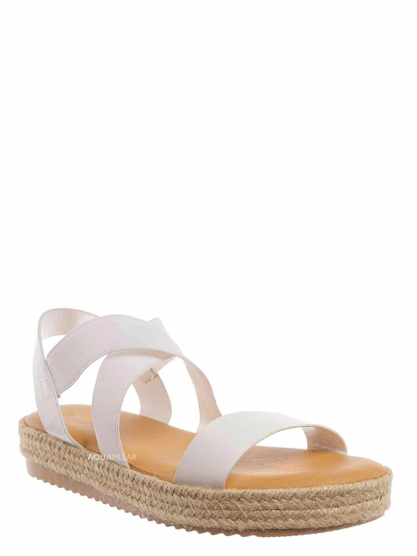 Bamboo New Superb22 Espadrille Elastic Flatform Sandal - Women Foam Padded Comfort Platform