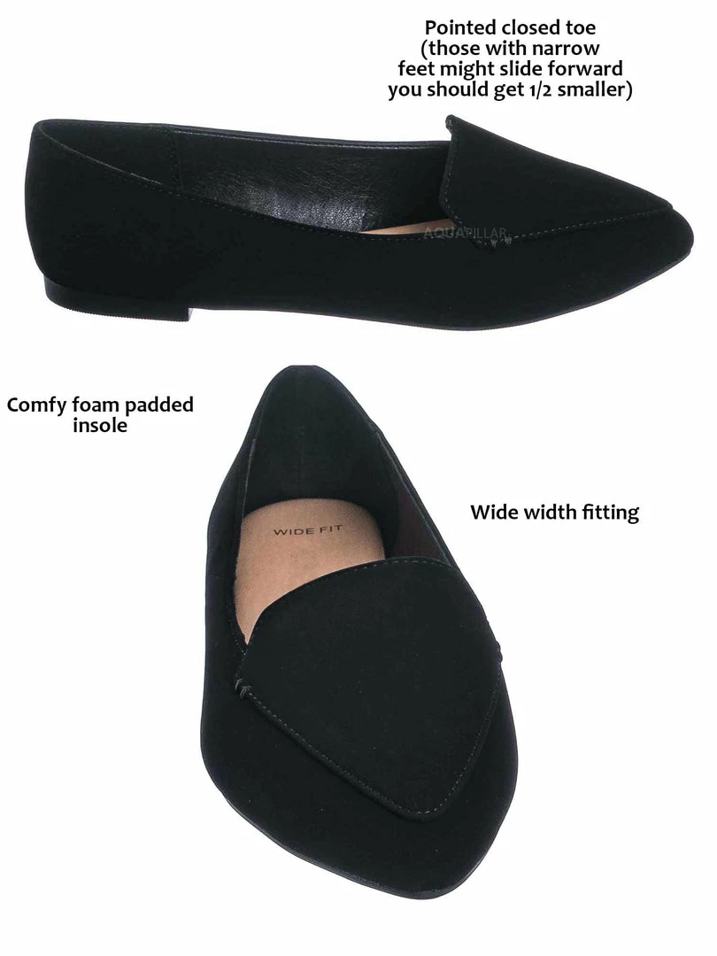 CityClassified Remy Wide Width Pointed Toe Flat Loafer - Women Men Dressy Slip On Shoes