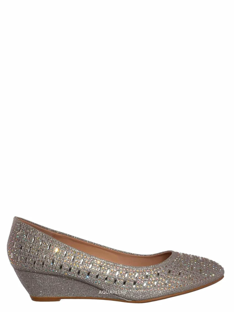 Forever Link Fisher3 Rhinestone Embellished Low Wedge Pump, Women Dress Shoes New