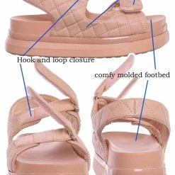 Bamboo Reiki03 Quilted Footbed Flatform Sandal - Women's Comfy Molded Shoe