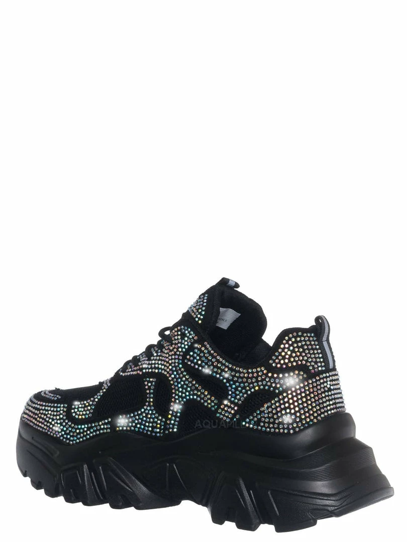 Liliana New Biaa1 Chunky Rhinestone Daddy Sneaker, Platform Festival Shoes