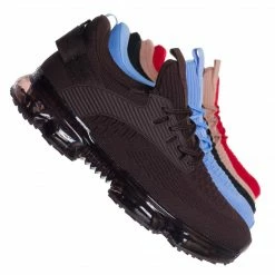 La Shailah Flow89 Stretch Elastic Mesh Sneaker - Festival Lace Up Rubber Air Bubble Cushion