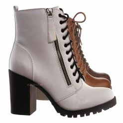 Soda Malia Military Lace Up Combat Ankle Boot On Chunky Block Heel Lug Sole Bootie New