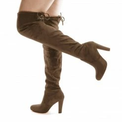 Forever Link Dasiah1 Over The Knee Block Heel Boots - Top Lace Tie Slouchy Thigh High Shoes New