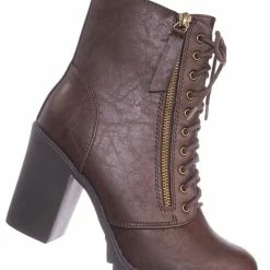 Soda Malia Military Lace Up Combat Ankle Boot On Chunky Block Heel Lug Sole Bootie New