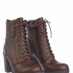 Soda Malia Military Lace Up Combat Ankle Boot On Chunky Block Heel Lug Sole Bootie New