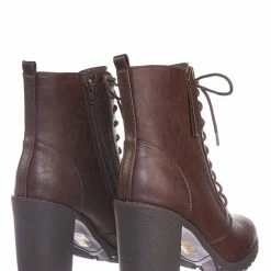 Soda Malia Military Lace Up Combat Ankle Boot On Chunky Block Heel Lug Sole Bootie New