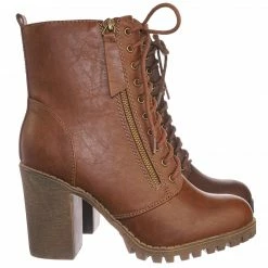 Soda Malia Military Lace Up Combat Ankle Boot On Chunky Block Heel Lug Sole Bootie New