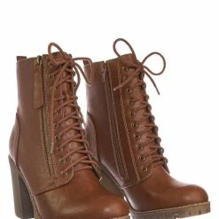 Soda Malia Military Lace Up Combat Ankle Boot On Chunky Block Heel Lug Sole Bootie New
