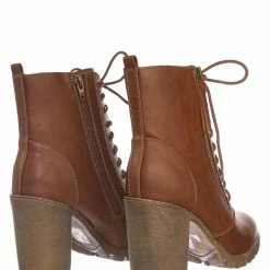 Soda Malia Military Lace Up Combat Ankle Boot On Chunky Block Heel Lug Sole Bootie New