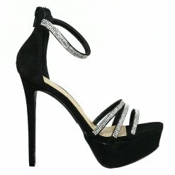 Wild Diva Malia01 Rhinestone High Heel Platform Dress Sandals - Women Ankle Strap Heels New