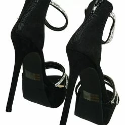 Wild Diva Malia01 Rhinestone High Heel Platform Dress Sandals - Women Ankle Strap Heels New