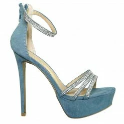Wild Diva Malia01 Rhinestone High Heel Platform Dress Sandals - Women Ankle Strap Heels New
