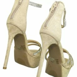 Wild Diva Malia01 Rhinestone High Heel Platform Dress Sandals - Women Ankle Strap Heels New