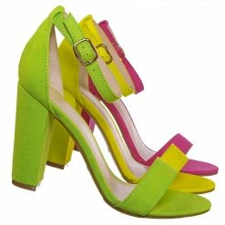 Bamboo New Mania03 Chunky Block High Heel Sandal - Open Toe Retro Ankle Strap Dress Shoes