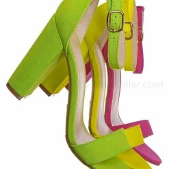 Bamboo New Mania03 Chunky Block High Heel Sandal - Open Toe Retro Ankle Strap Dress Shoes