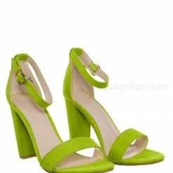 Bamboo New Mania03 Chunky Block High Heel Sandal - Open Toe Retro Ankle Strap Dress Shoes