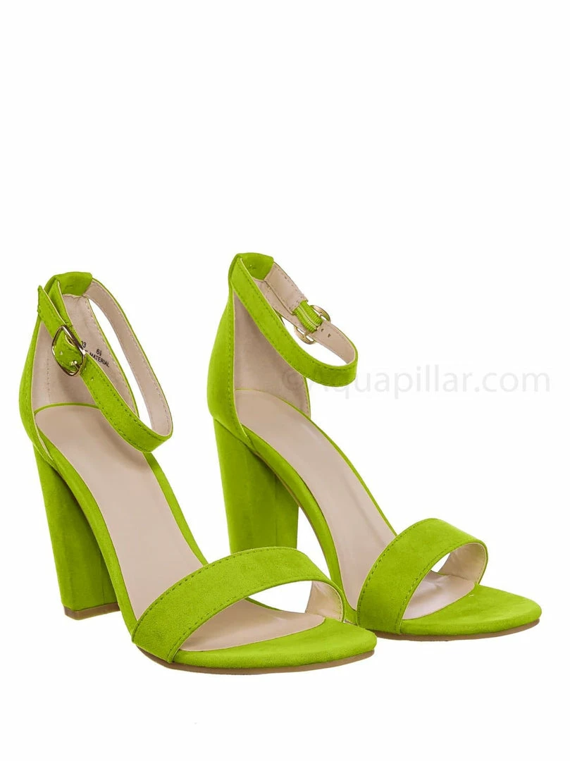 Bamboo New Mania03 Chunky Block High Heel Sandal - Open Toe Retro Ankle Strap Dress Shoes