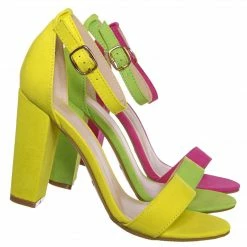 Bamboo New Mania03 Chunky Block High Heel Sandal - Open Toe Retro Ankle Strap Dress Shoes