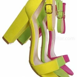 Bamboo New Mania03 Chunky Block High Heel Sandal - Open Toe Retro Ankle Strap Dress Shoes