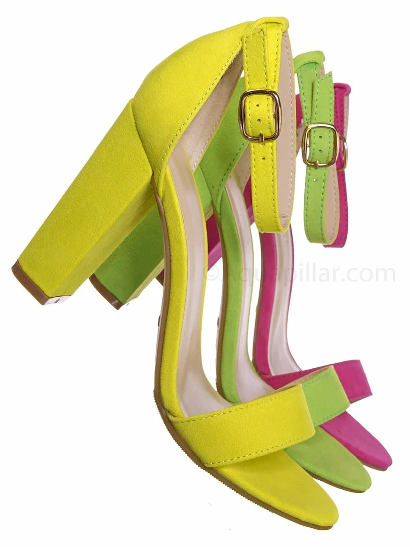 Bamboo New Mania03 Chunky Block High Heel Sandal - Open Toe Retro Ankle Strap Dress Shoes