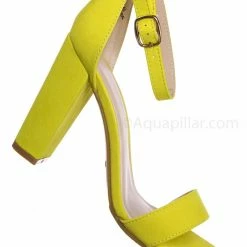 Bamboo New Mania03 Chunky Block High Heel Sandal - Open Toe Retro Ankle Strap Dress Shoes