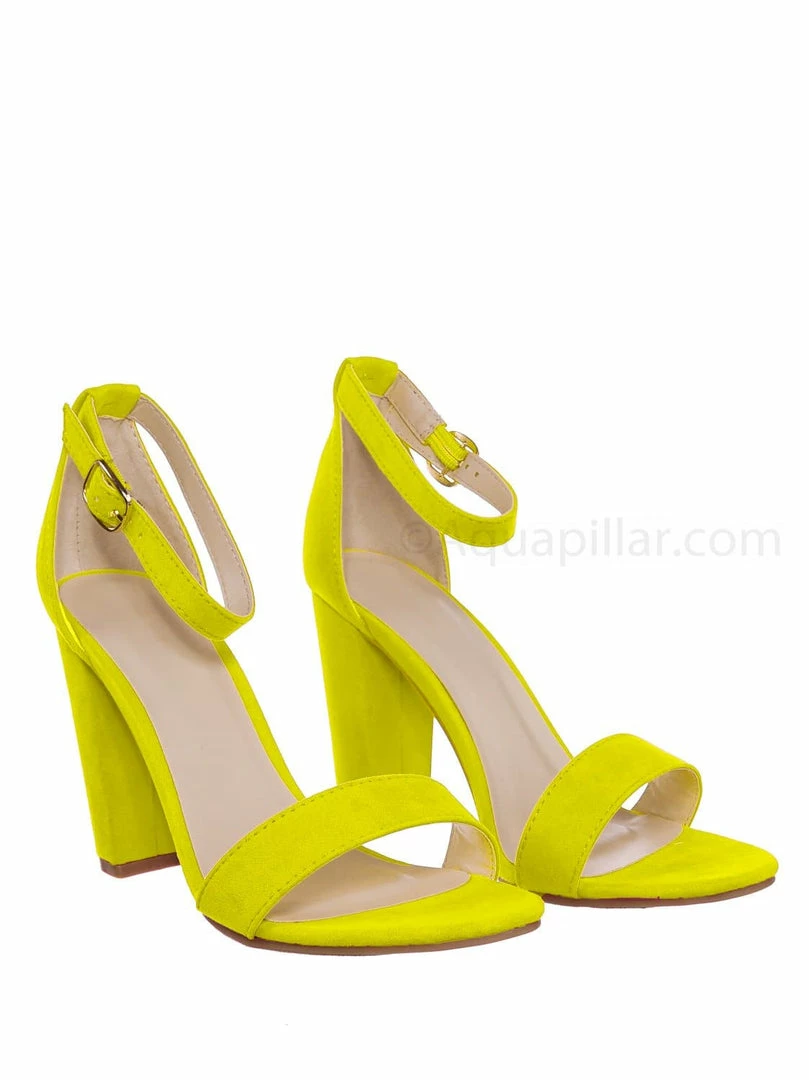 Bamboo New Mania03 Chunky Block High Heel Sandal - Open Toe Retro Ankle Strap Dress Shoes