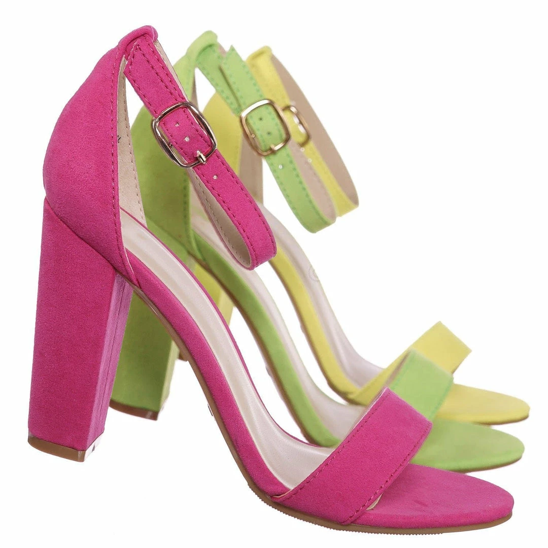 Bamboo New Mania03 Chunky Block High Heel Sandal - Open Toe Retro Ankle Strap Dress Shoes