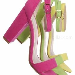 Bamboo New Mania03 Chunky Block High Heel Sandal - Open Toe Retro Ankle Strap Dress Shoes