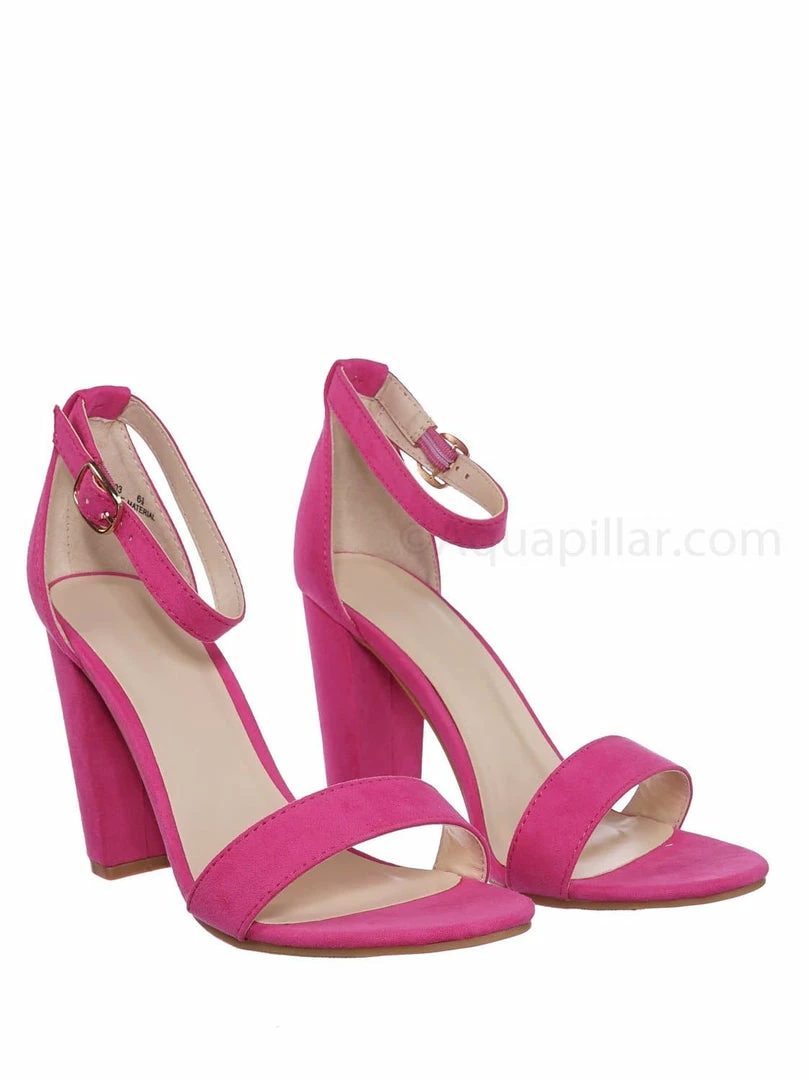 Bamboo New Mania03 Chunky Block High Heel Sandal - Open Toe Retro Ankle Strap Dress Shoes