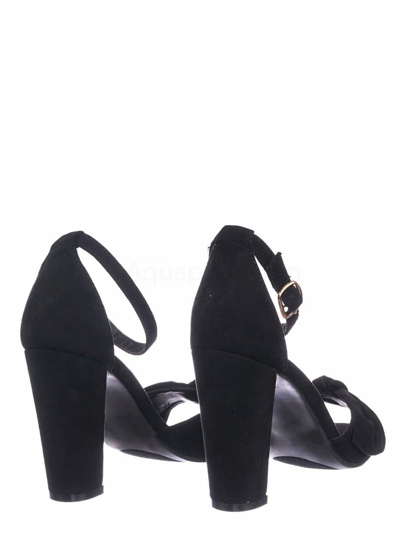 Bamboo Mania18 Chunky Block Heel Dress Sandal - Women Bow Adjustable Ankle Strap Shoes