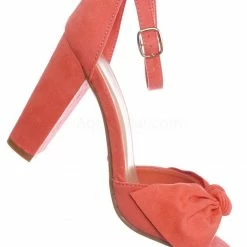 Bamboo Mania18 Chunky Block Heel Dress Sandal - Women Bow Adjustable Ankle Strap Shoes