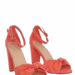 Bamboo Mania18 Chunky Block Heel Dress Sandal - Women Bow Adjustable Ankle Strap Shoes