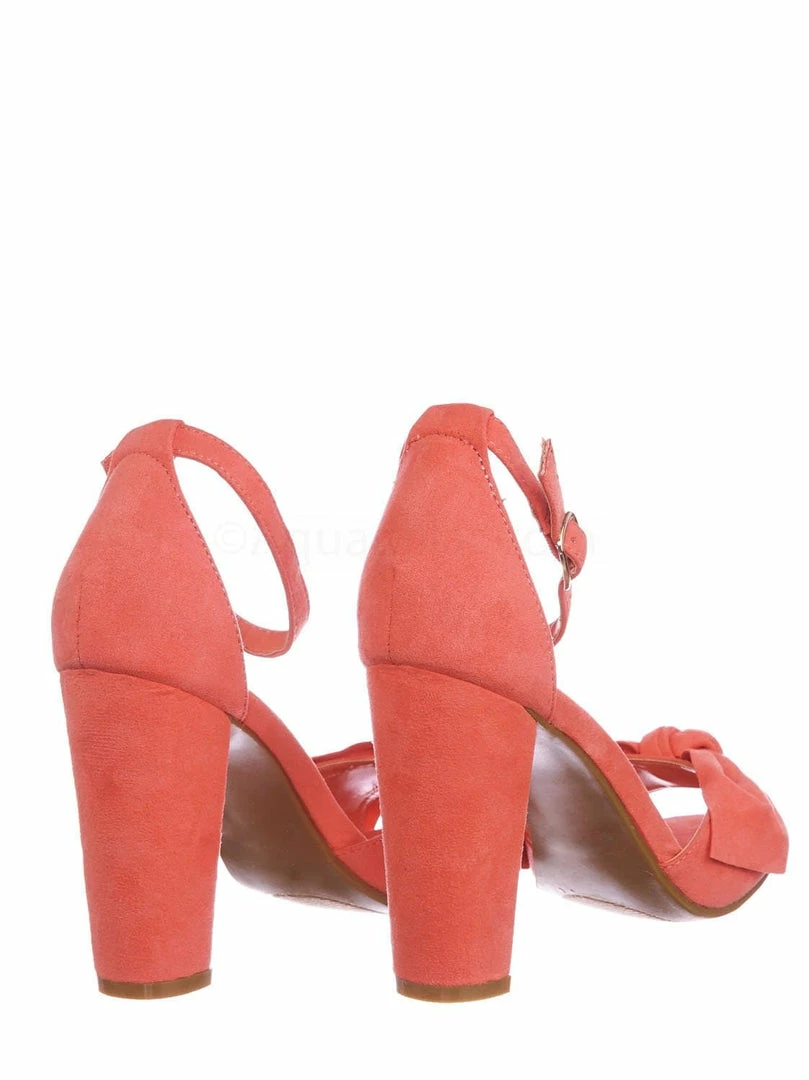 Bamboo Mania18 Chunky Block Heel Dress Sandal - Women Bow Adjustable Ankle Strap Shoes