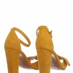 Bamboo Mania18 Chunky Block Heel Dress Sandal - Women Bow Adjustable Ankle Strap Shoes
