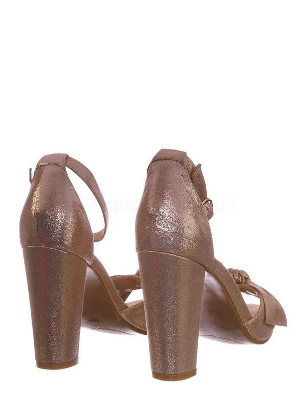 Bamboo Mania18 Chunky Block Heel Dress Sandal - Women Bow Adjustable Ankle Strap Shoes