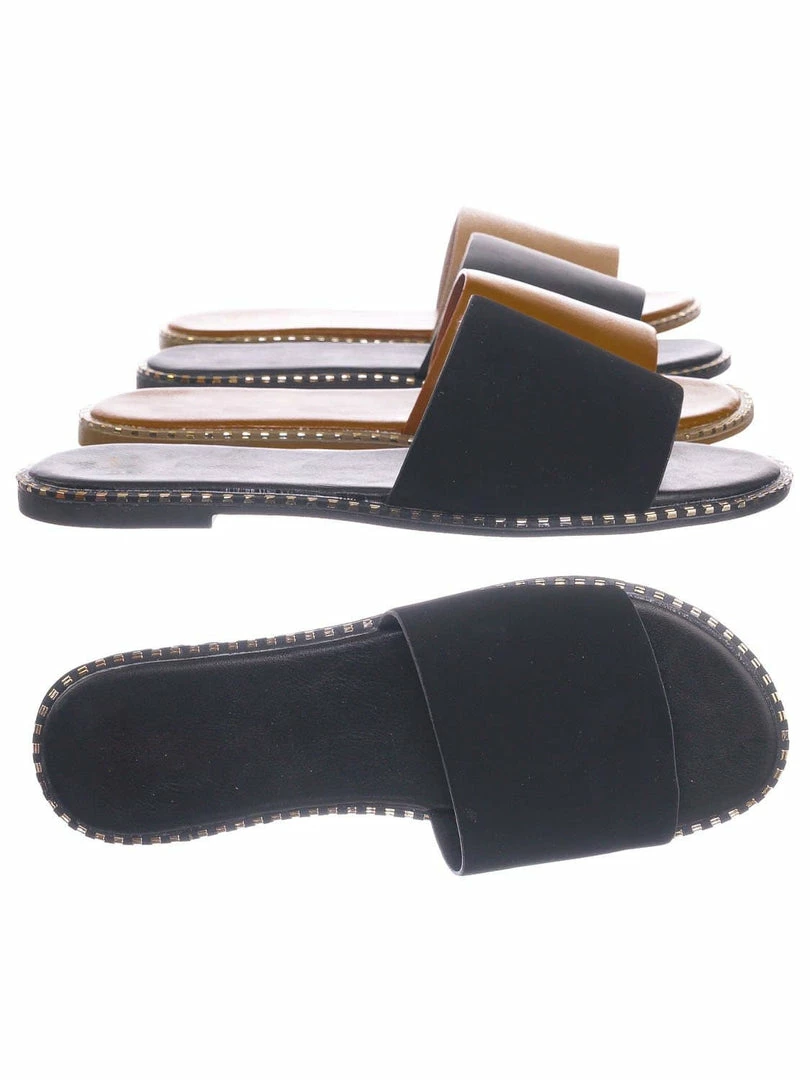 Bonnibel Micah Punk Rock Metal Stud Welt Slide - Women Hardware Slipper Flat Sandals