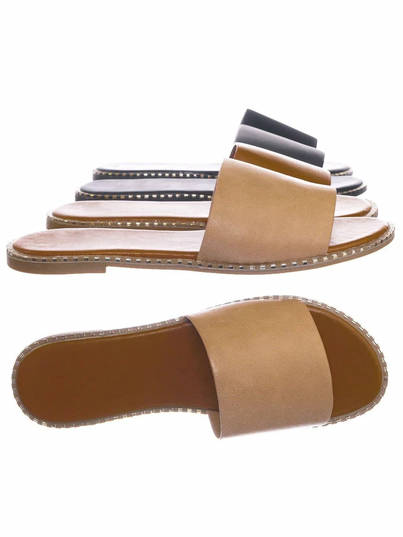 Bonnibel Micah Punk Rock Metal Stud Welt Slide - Women Hardware Slipper Flat Sandals