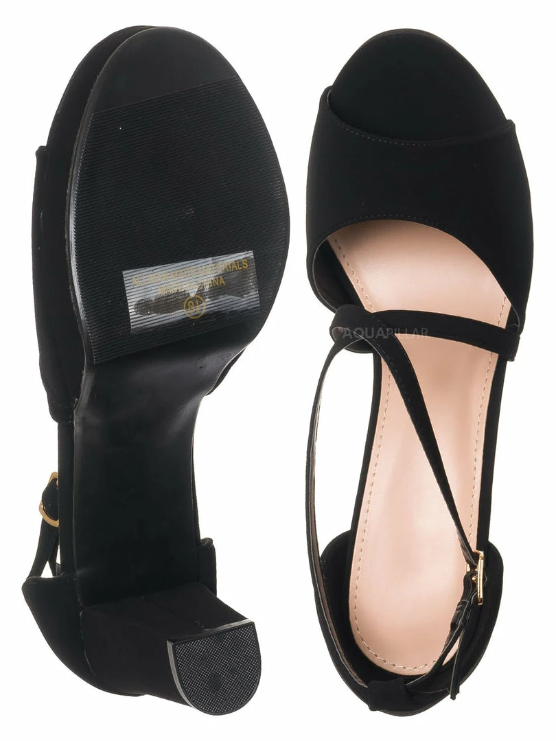 Top Moda Asia75 Cross Over Ankle Strap D'Orsay Pump - Women 3.5 Inch Block Heel Sandal